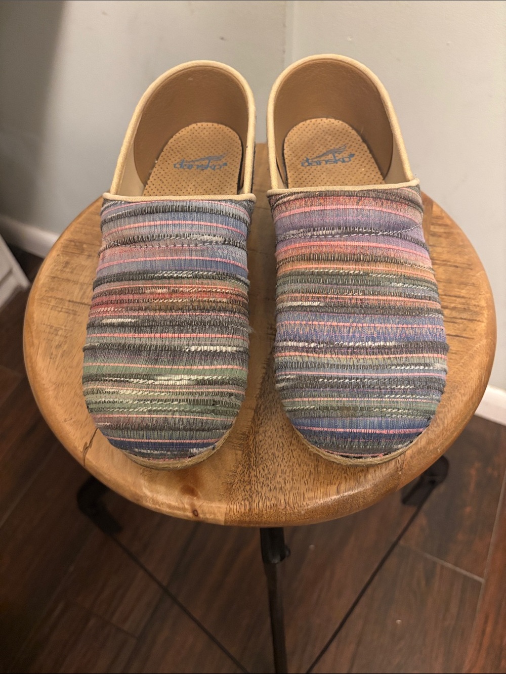 Dansko clogs Multi-Stripe Slip-On Shoes in Pastel Colors